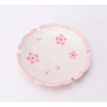 有田焼 田清窯 薄ピンク釉虹彩桜雪輪皿 5枚セット 食器 器 うつわ 取り皿 ピンク 華やか 丸兄商社 A80-37_イメージ4