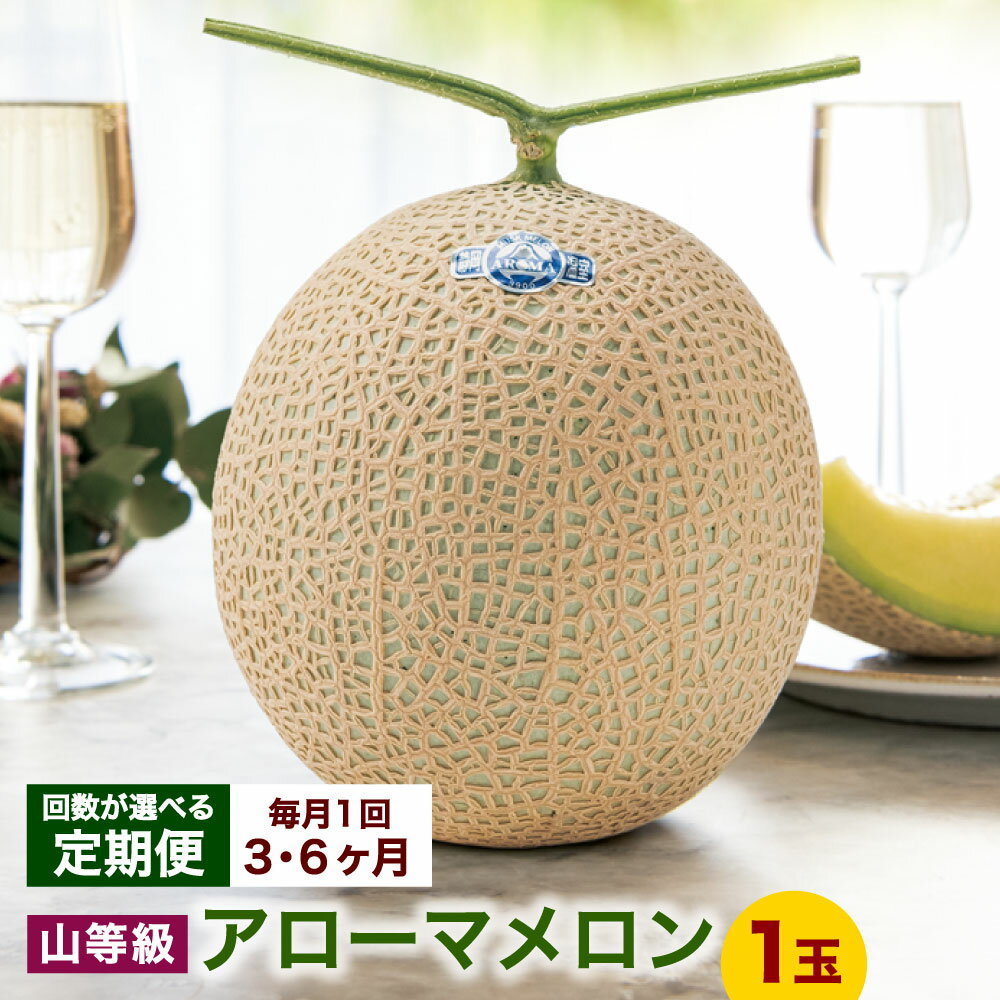 【ふるさと納税】【選べる定期便】静岡県産 高級アローマメロン 山等級 1玉 約1.3kg以上＜定期便3ヶ月 または 6ヶ月＞メロン 高級メロン マスクメロン 温室 フルーツ くだもの 果物 化粧箱入 お取り寄せ 国産 静岡県 菊川市 送料無料【通年受付・発送】