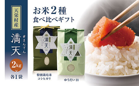 「満天」食べ比べギフト各2kg（ゆうだい21・特別栽培米 コシヒカリ） 白米 精米 米 コメ 天栄米 天栄村 ギフト 贈答 プレゼント F21T-418