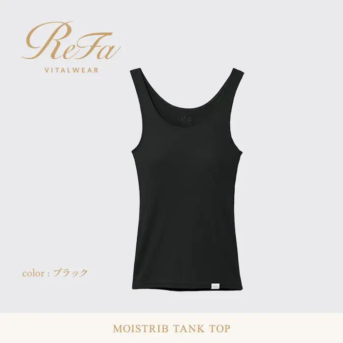 【ブラック M】ReFa バイタルテック モイストリブ タンクトップ