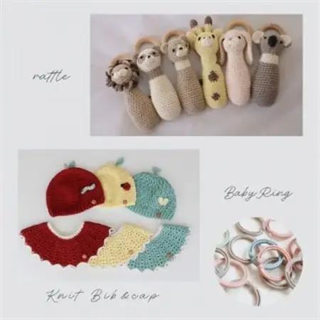 HOPPL(ホップル)　手編みベビーギフトセット(アップルSサイズ/ウサギラトル)【1655376】
