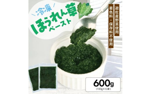冷凍ほうれん草ペースト600g(100g×6袋) 山形県遊佐産 冷凍便 ※離島発送不可 冷凍 ほうれん草 ほうれんそう ホウレンソウ 野菜 野菜ペースト 離乳食 介護食 お菓子作り 小分け ゆざ食彩工房 遊佐町 庄内 東北