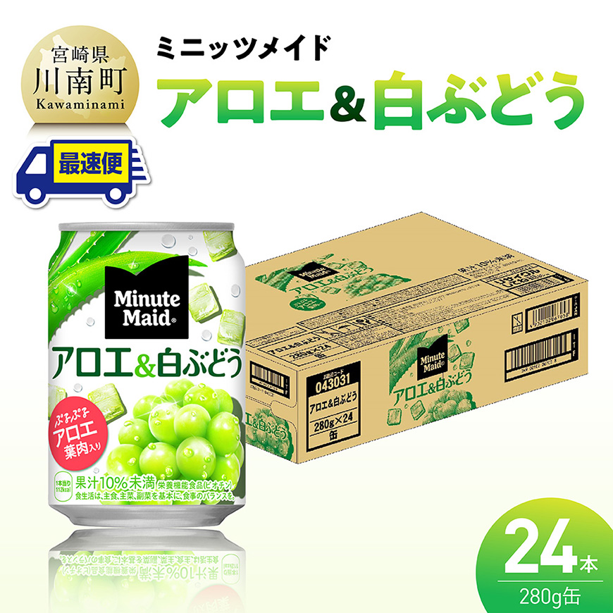 【最速便】コカ・コーラ ミニッツメイド「アロエ&白ぶどう」280g缶 24本（24本×1ケース）　飲料 [C11131-ss]