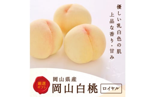 岡山県産　白桃 5玉(1.5kg以上) 等級:ロイヤル 木箱入り【1501076】