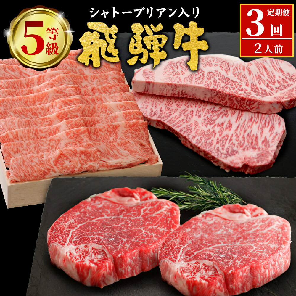 【ふるさと納税】 最高等級 5等級限定 飛騨牛3回定期便 すき焼き しゃぶしゃぶ ステーキ シャトーブリアン 厚切りステーキ ロース ロースステーキ ローススライス 希少部位 贅沢 3ヶ月 定期 定期便 飛騨 飛騨牛 牛 肉 和牛 黒毛和牛 ブランド牛 養老ミート