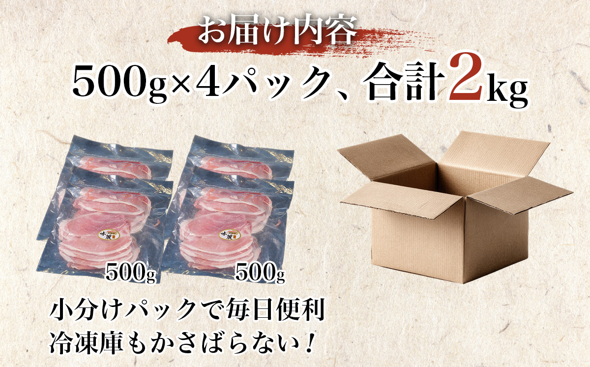 6ヵ月定期便 みらい豚 もも肉 スライス 2kg （ 500g × 4P ） │ 豚肉 豚 小分け もも モモ ももスライス モモスライス しゃぶしゃぶ ぶた肉 冷凍 銘柄豚 村下商事 定期便 茨城県