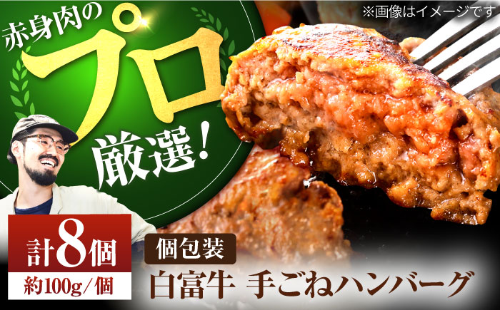 【牧場直送】白富牛 岩塩と牛肉のみで作った手ごねハンバーグ 100g×8個 【有限会社佐賀セントラル牧場】おかず [IAH015]