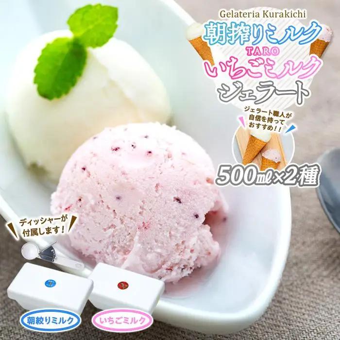 【数量限定】ジェラート 食べ比べ 朝搾りミルク TAROいちごミルク（500ml×2種）