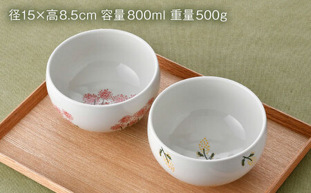 【波佐見焼】どんぶり・箸置き小皿 花柄 オリジナルセット 4点【大貴セラミックス/浜陶】[NB153]