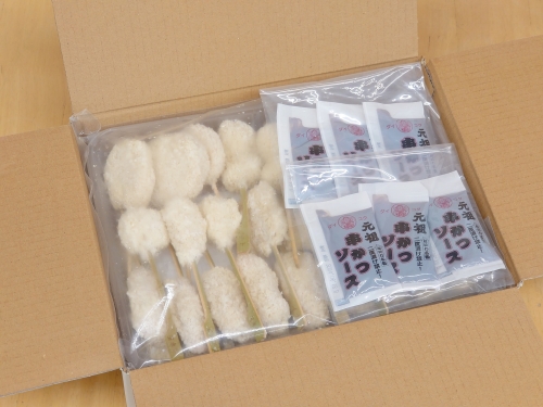（冷凍） 串一亭の『KODAWARI』 串揚げ セット 42本入 ／ シンコーフーズ 串カツ 揚げ物 ポテト 鶏肉 豚肉 エビ ホタテ チーズ 餅 ソース付 奈良県 葛城市_イメージ2