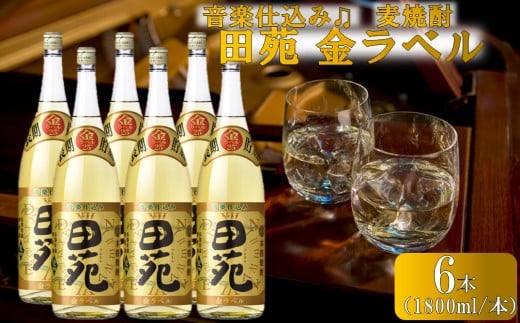 ESR-808 音楽仕込み 麦焼酎 田苑 金ラベル 1800ml×6本 田苑酒造