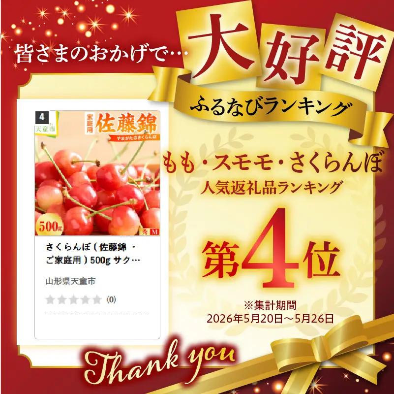 さくらんぼ ( 佐藤錦 ・ ご家庭用 ) 500g サクランボ