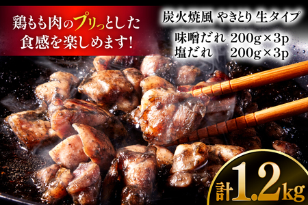 【新登場】 炭火焼鳥 炭火焼風やきとり 生タイプ 塩だれ 味噌だれ 各200g×3p 計6P [日本ハムマーケティング 宮崎県 日向市 452061508] 鶏もも 鶏 宮崎 おつまみ 酒のアテ 炭火