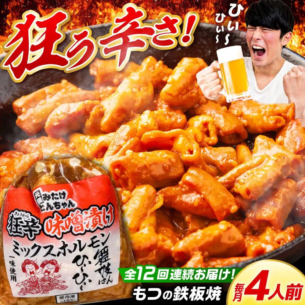 【12回定期便】 「元祖みたけとんちゃん」 狂辛 味噌漬け ミックスホルモン 2袋 [AVAA066]つまみ 定期