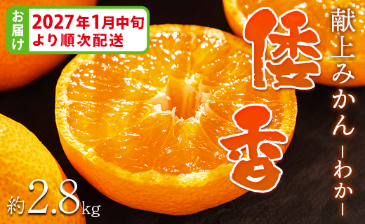 <2027年1月中旬より順次配送＞土佐乃かなや マルチ 献上みかん「倭香(わか)」2.8kg - 柑橘 数量限定 配送時間指定 箱 贈答品 贈答用 プレゼント ギフト お祝い 内祝い be-0105