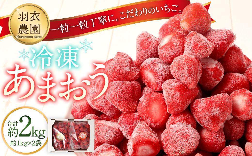 
福岡県産 羽衣農園の 冷凍 あまおう 約2kg 約1kg × 2袋 / あまおう 苺 イチゴ いちご ストロベリー フルーツ 果物 冷凍
