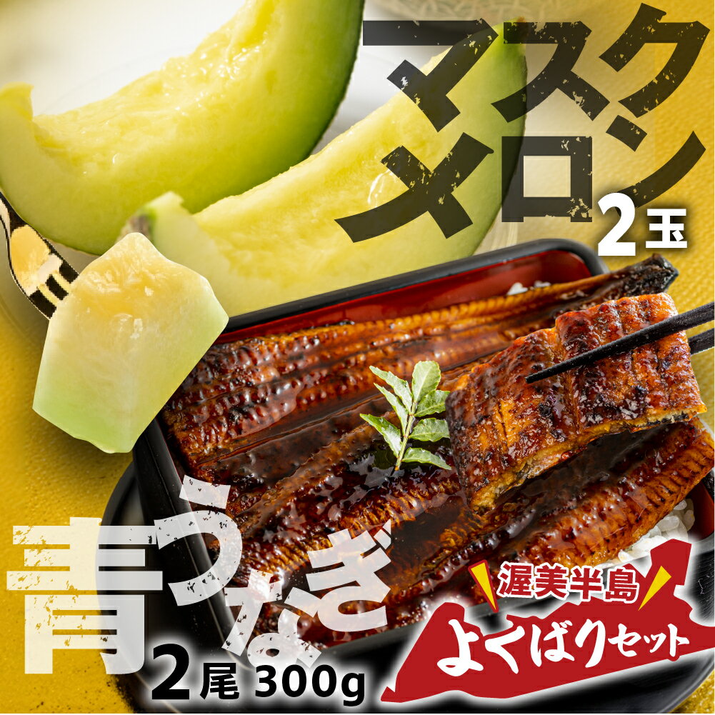 【ふるさと納税】＼高評価★4.5／ 幻の青うなぎ ＆ マスクメロン セット うなぎ 訳あり 蒲焼 2尾 ウナギ 鰻 蒲焼き 最高級 長蒲焼 特大サイズ 楽天限定 土用丑の日 丑の日 簡単調理 惣菜 ギフト箱入り メロン 2玉 秀品 フルーツ くだもの unagi 送料無料