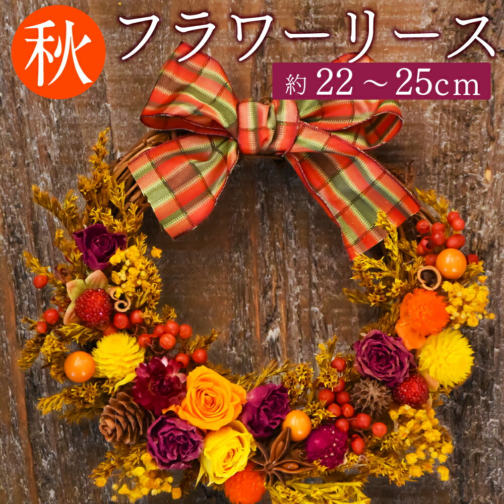 【ふるさと納税】 【ドライフラワー】 秋のフラワーリース 約22～25cm ドライフラワー プリザーブドフワラー リース 花 インテリア プレゼント ギフト 手作り ハンドメイド 贈り物 お祝い 内祝い 送料無料