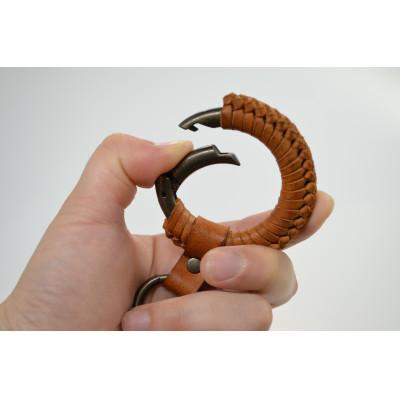 ふるさと納税 大木町 国産ヌメ革のサークルキーリング/キャメル　BK013