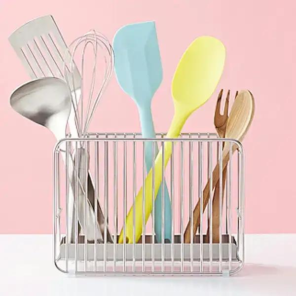 [ハナウタ] おしゃれなステンレス製キッチン用品 ツールスタンドL シルバー 燕三条製 【012P006】