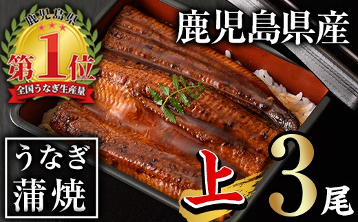 無投薬！鹿児島県産うなぎ蒲焼セット＜上＞(合計420g以上・ 140g以上×3尾) タレ・山椒付き 鰻 ウナギ 国産【西日本養鰻】A505-v01