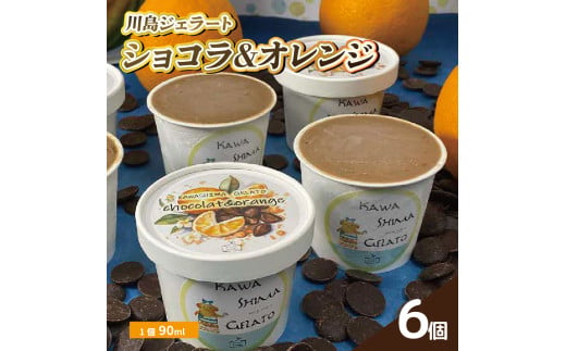 ジェラート ショコラ ＆ オレンジ 6個 セット 1個 90ml 川島ジェラート  アイスクリーム アイス シャーベット デザート スイーツ お菓子 洋菓子 おやつ 牛乳 ミルク 果物 フルーツ チョコ ギフト プレゼント 贈答 お取り寄せ グルメ 冷凍 徳島県 吉野川市 A sweets factory
