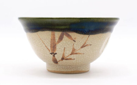 【瀬戸焼】織部竹絵飯碗 【山長陶苑】 / 碗 茶碗 ご飯茶碗 食器 和食器 / 瀬戸市[BBBH051]