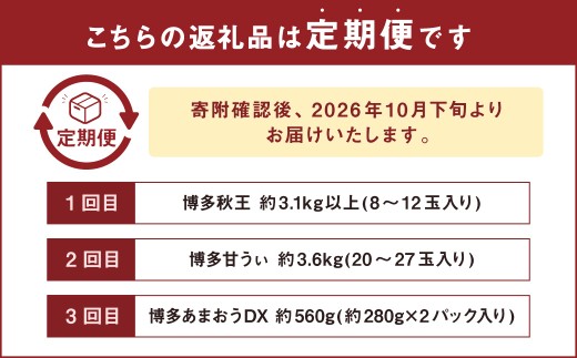 福岡のリッチな フルーツ 3回 定期便 計約 7260g 国産 福岡 イチゴ いちご 苺 柿 キウイ 果物【2026年10月下旬～12月下旬発送予定】