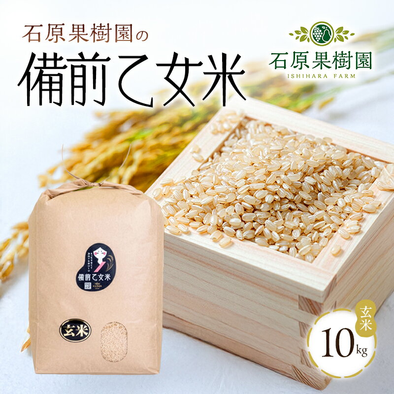 【ふるさと納税】米 令和7年産 石原果樹園の備前乙女米 玄米 10kg×1袋 ※11月上旬〜順次発送予定 ライス お米 ライス 乳酸菌栽培 岡山県 おにぎり お弁当 　お届け：11月上旬〜順次発送予定