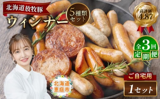 
            【定期便：３回】【ご自宅用】北海道産放牧豚 無添加ウインナーセット | 定期便 ご自宅用 ウインナー ソーセージ セット 詰め合わせ 北海道産 放牧豚 豚肉 ポーク 肉加工品 加工品 無添加 おつまみ ポークウインナー お取り寄せ 北海道 恵庭市 恵庭【120027】
          