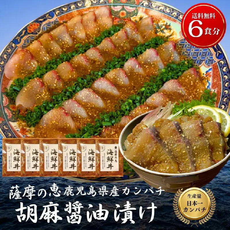鹿屋市産 かんぱち 胡麻醤油漬け 海鮮 丼 セット 6食分 KN097-005-02 カンパチ 魚 冷凍