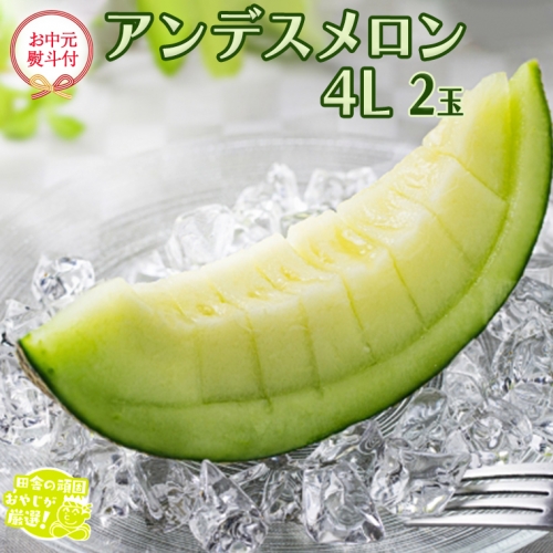【お中元 熨斗付】 アンデスメロン 4L×2個 【令和6年7月より発送開始】 田舎の頑固おやじが厳選！ メロン お中元 ギフト 高糖度 大玉 甘い 美味しい フルーツ [BI254-NT]