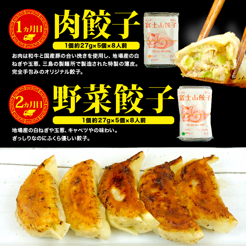 【定期便 6ヶ月 】餃子 半年コース 6回 肉 野菜 ニラ玉 あしたか 牛 とりキクラゲ しいたけ にんにく 冷凍 簡単 フライパン 調理