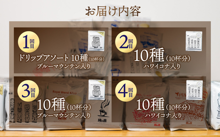 【定期便 4回】ドリップバックコーヒー 飲み比べ (10杯×4ヵ月 計40杯）【17-F】