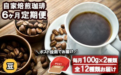 【ふるさと納税】コーヒー豆 定期便 6ヶ月 自家焙煎 Morrow珈琲 2種 各100g セット 詰め合わせ レギュラーコーヒー 珈琲 コーヒー 珈琲豆 ドリップコーヒー ドリップ 自家焙煎珈琲 自家焙煎コーヒー 6回 半年 お楽しみ 福岡 福岡県 小郡市