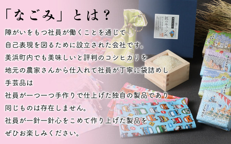 美浜町厳選米 食べ比べセット 真空包装（2合 × 4種 × 2セット） + なごみ手芸品セット[m12-a008]