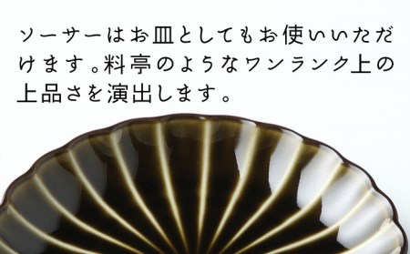【美濃焼】ぎやまん陶 コーヒーカップ＆ソーサー 利休グリーン【カネコ小兵製陶所】【TOKI MINOYAKI返礼品】 食器 マグカップ ティーカップ コーヒーカップ カップ 皿 小皿 ソーサー プレー
