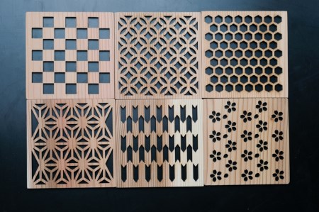 文様割箸・文様コースター６種セット《株式会社寺本木材》