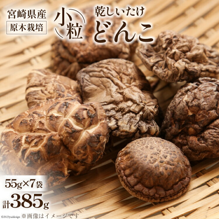 【ふるさと納税】 宮崎県産 原木栽培 乾しいたけ 小粒 どんこ 55g 7袋 計385g [本吉 宮崎県 日向市 452061460] しいたけ 椎茸 乾燥 干し 国産