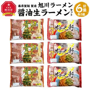 藤原製麺 製造　旭川ラーメン 醤油生ラーメンセット ( 青葉醤油、梅光軒 )各2袋入り×3袋 ｜ ラーメン 北海道_02908