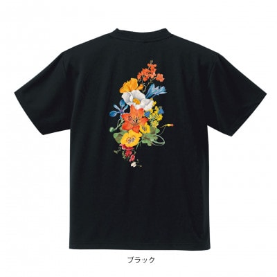 JTTA公認　卓球ユニフォーム【男女兼用(ドライ):Sサイズ】フラワー　ブラック【配送不可地域：離島】