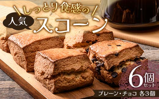 しっとり食感の人気スコーン6個セット（プレーン・チョコ各３個） スイーツ デザート 福島県 矢吹町 F6U-044