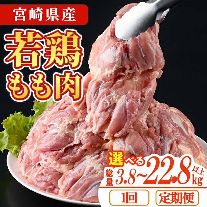 【ふるさと納税】＜お届け回数＆内容量が選べる！＞宮崎県産若鶏もも肉(計3.8kg～22.8kg以上・鶏もも一枚肉250～350g×10～24枚) お肉 鳥肉 とり肉 鶏肉 若鶏 もも肉 国産 宮崎県産 唐揚げ から揚げ からあげ 冷凍 便利 【NK-03・NK-21・NK-22・NK-23】【南九フーズ】