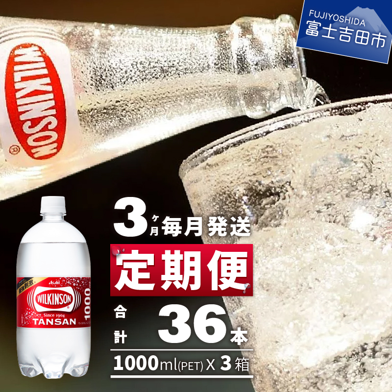 【3ヶ月お届け！】炭酸水 ウィルキンソン タンサン PET1L×1箱(12本入) 定期便