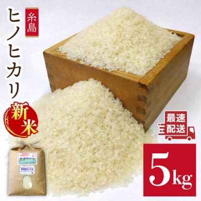 ふるさと納税 糸島市 農薬使わない栽培 ! 糸島産ヒノヒカリ 5kg、 玄米食・分搗き対応![ABB005]