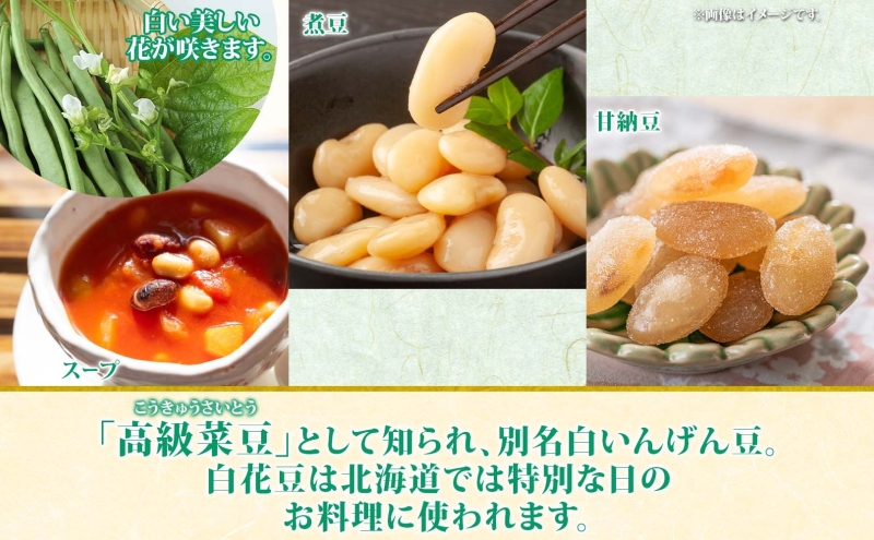 北海道 洞爺湖町産 高級菜豆 白花豆 500g×2袋 計1kg 12月中旬よりお届け しろはなまめ 花豆 豆 マメ まめ 大粒 甘い 北海道産 国産 煮豆 スープ 煮込み料理 常温 お取り寄せ 送料無
