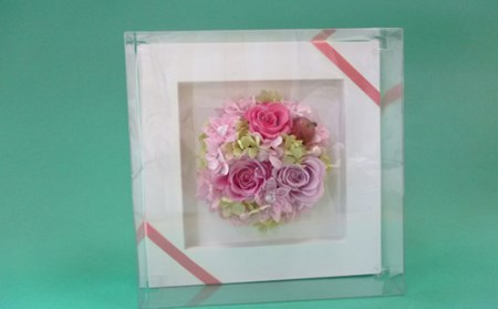 プリザーブドフラワー　ウッドフレームM（ピンク）【140011】