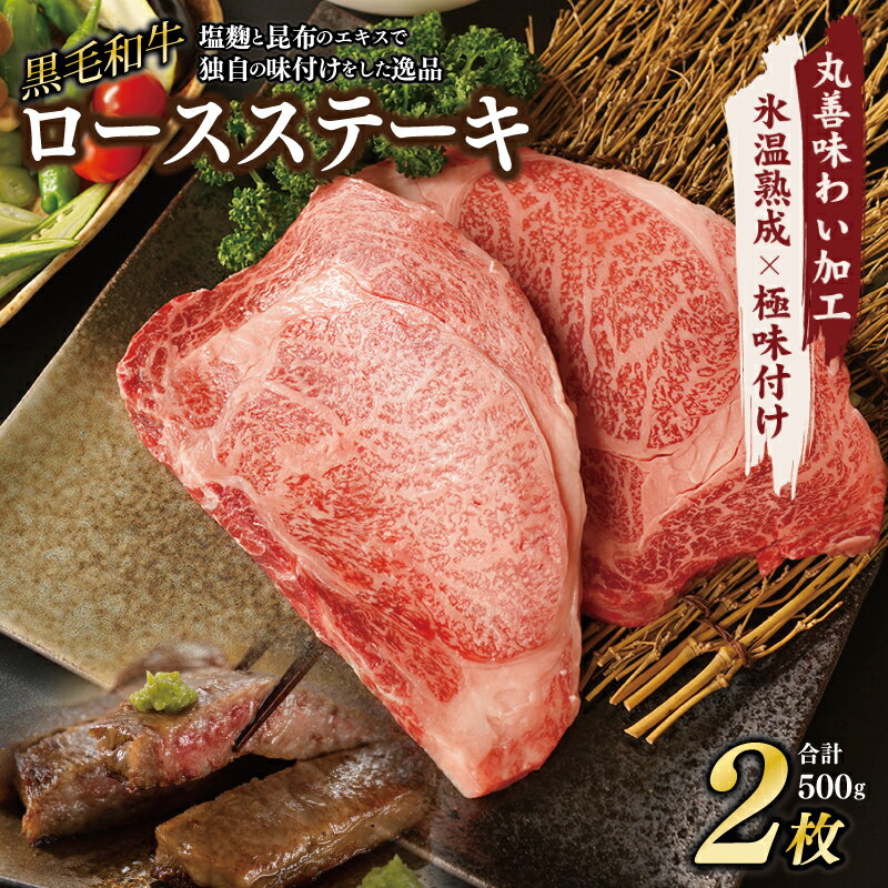 【ふるさと納税】黒毛和牛 ロースステーキ 2枚 総量 500g 【丸善味わい加工】 【氷温熟成×極味付け】 氷温熟成牛 牛肉 熟成肉 作り方 ふるさと納税オリジナル 限定 大阪府 泉佐野市 送料無料 肉の泉佐野