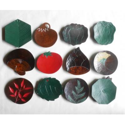 ふるさと納税 伊達市 【漆器】葉の柄の豆皿 6枚と野菜の柄の豆皿 6枚　計12枚セット(各直径 約8〜11cm)