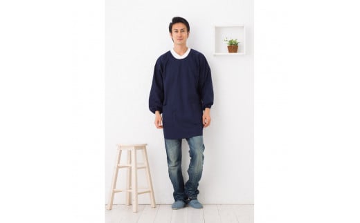 【ネイビー】シンプルラグランメンズ割烹着